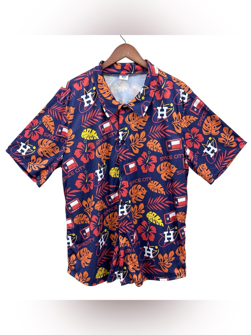 HOUSTON ASTROS Space City Hawaiian SGA Shirt Blue Orange